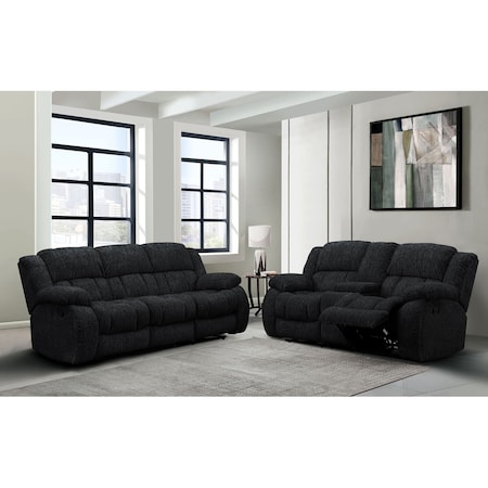 Global Furniture Usa Transitional Zaftig Fabric U250 Ebony Reclining Sofa/Console Reclining Loveseat 4637